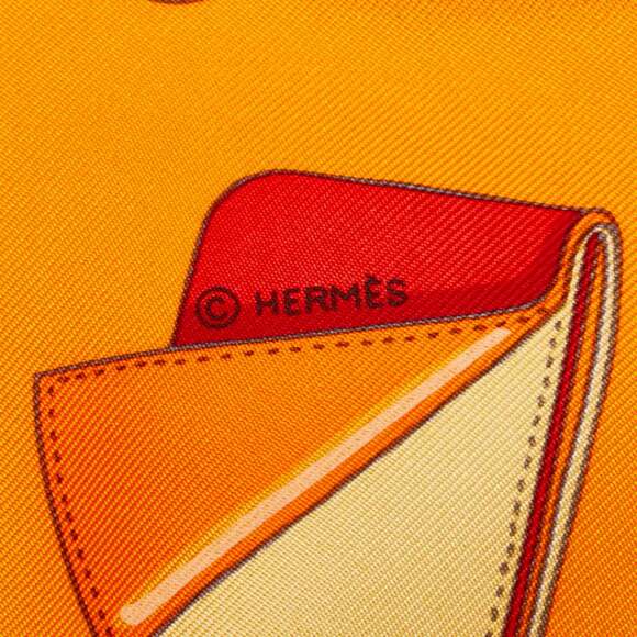 HERMES Authentic Orange Silk Scarf - Picture 4 of 6
